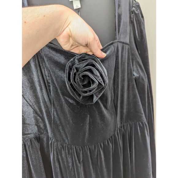 Ava & Viv 1X navy blue velvet dress with flower applique - Picture 5 of 8